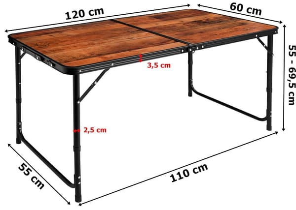 TRIP campingbord, foldbart, 120x60 cm, loft