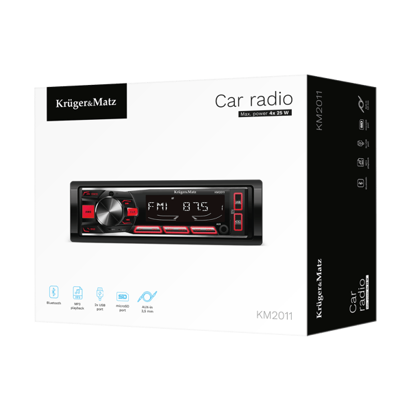 Radio samochodowe Bluetooth Kruger&Matz 1 DIN USB AUX PILOT microSD