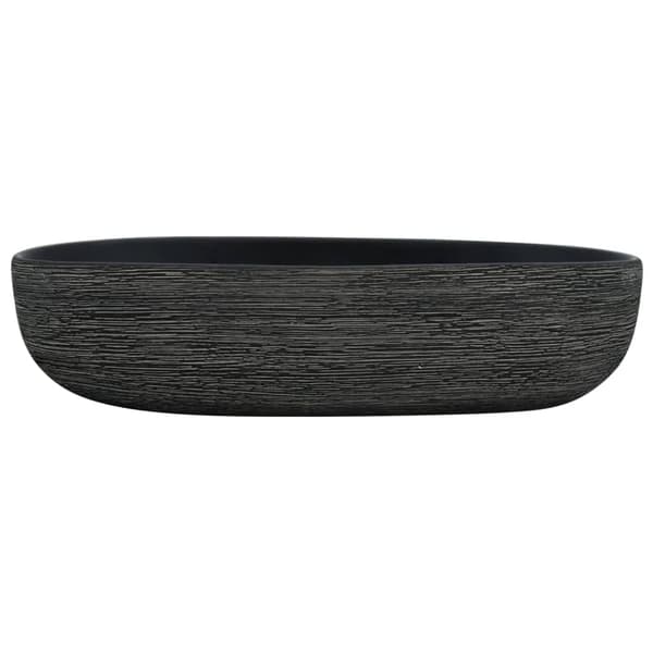 vidaXL bordvask, grå og sort, oval, 59x40x14 cm