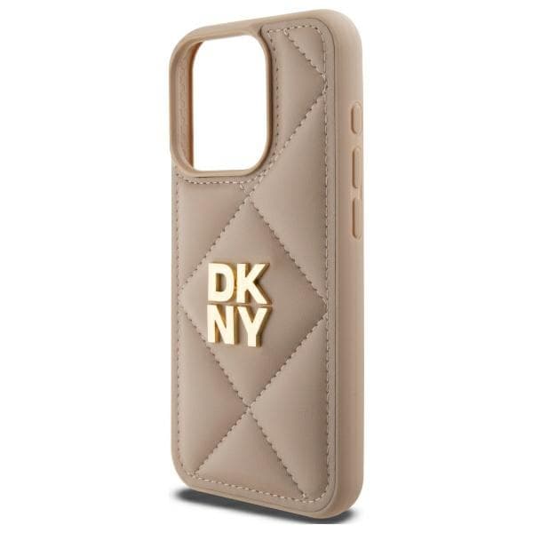 DKNY DKHCP15LPQDSLE iPhone 15 Pro 6.1 Beige Quilted Stack Logotyp