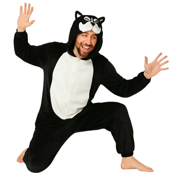Kigurumi Pyjamas Kostume Sort Husky M: 145 - 155cm