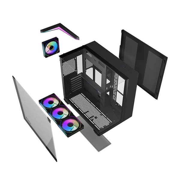 Darkflash TH285 computerkabinet (sort) + 4 blæsere