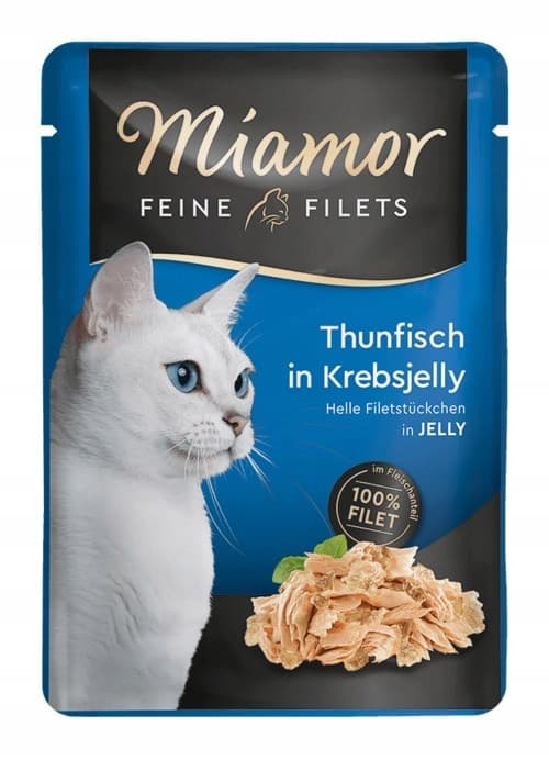 Våtfoder för katter MIAMOR Tonfiskfiléer i krabbgelé 24x100g