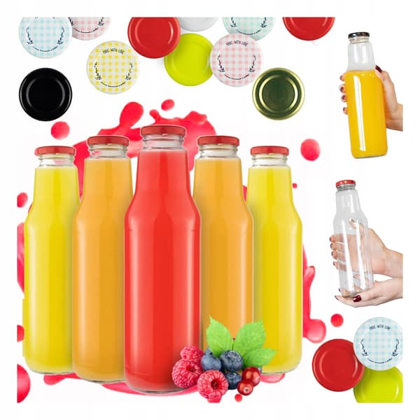 5x KUBUŚ juiceflaska 750ml + LOCK Glasjuiceflaskor