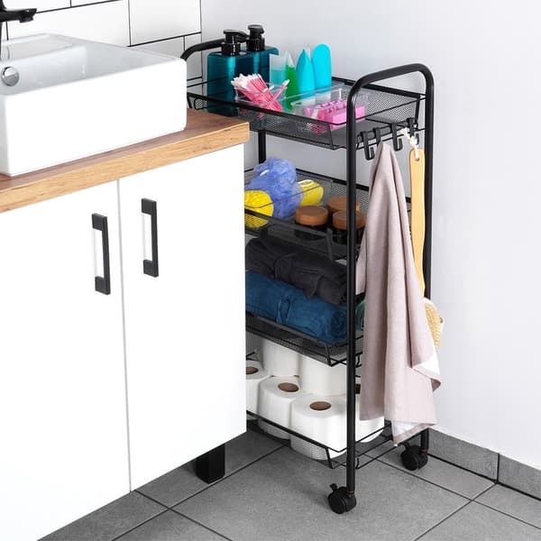 opbevaringsvogn metal sort 4-niveau