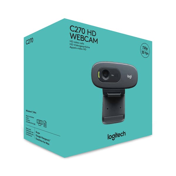 Logitech HD -verkkokamera C270, 720p, tummanharmaa