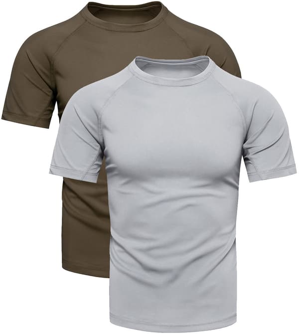Herr t-shirt 2-pack khaki och grå M