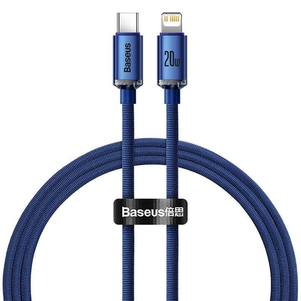 Baseus Crystal USB-C - Lightning-kaapeli, 20W, 1.2m (sininen)