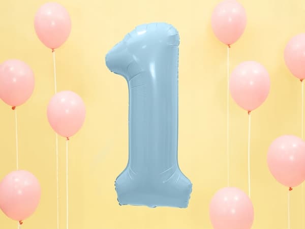 Folieballong Nummer ""1"", 86 cm, blå, 1 st.