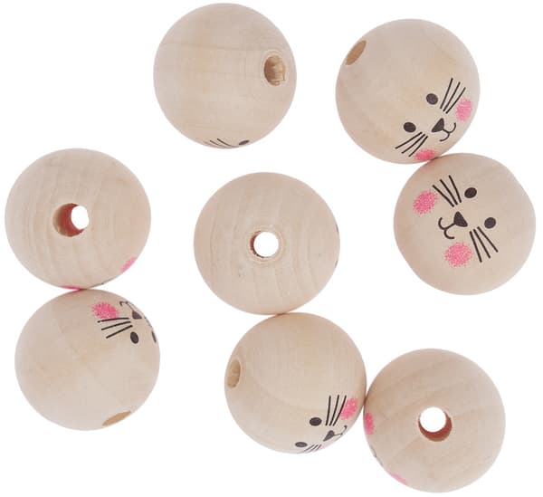 Träpärlor Bollar KATTANSIKTEN 3cm 8st.