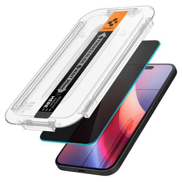 Härdat glas SPIGEN GLAS.TR EZ FIT 2-PACK IPHONE 15/16 INTEGRITET