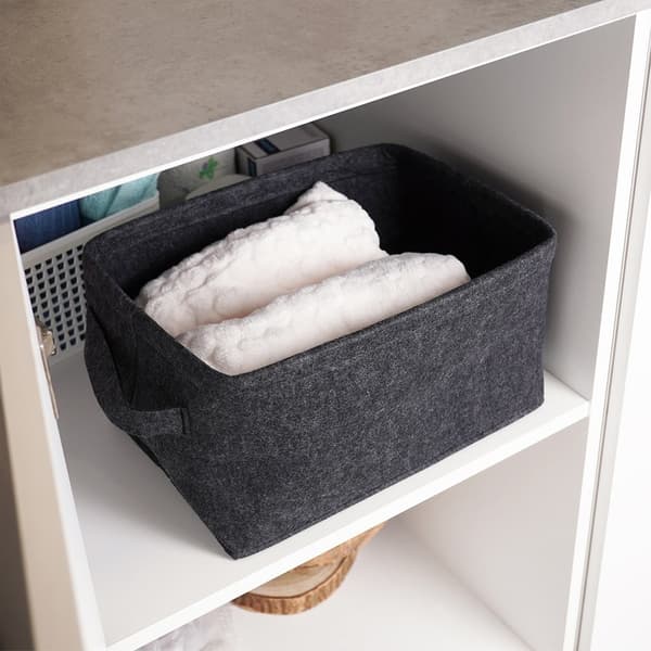Foldbar filtkurv til opbevaring sort 36x27x20 cm