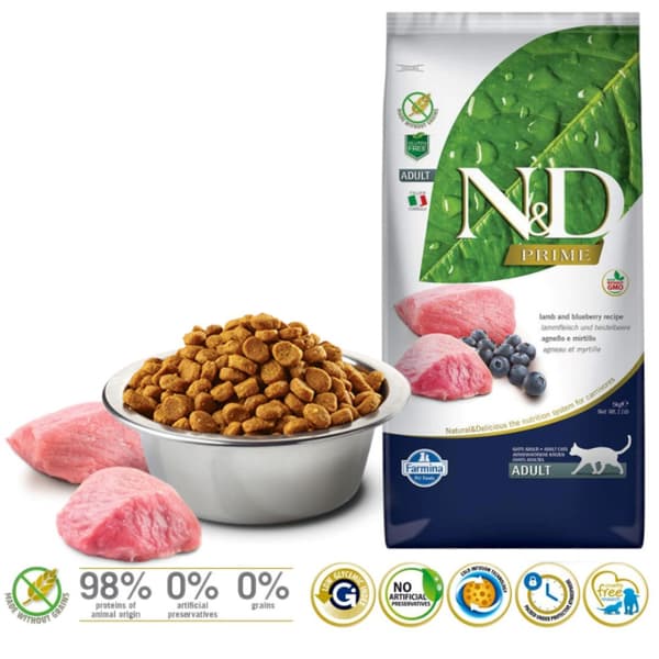 Farmina N&D Prime torrfoder för katter 5 kg lamm