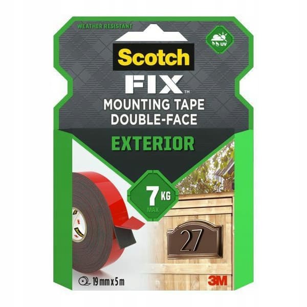 Sila Scotch dubbelhäftande monteringstejp för utomhusbruk 19 mm x 5 m