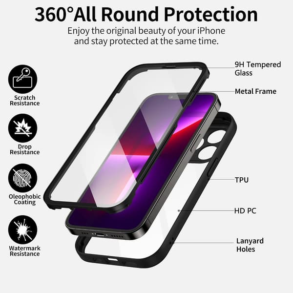 FODRAL TILL APPLE IPHONE 13 PRO MAX SVART BAKSIDA FRÄMSIDA