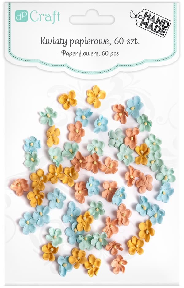 Papirblomster farverige pastel 2 cm 60 stk.