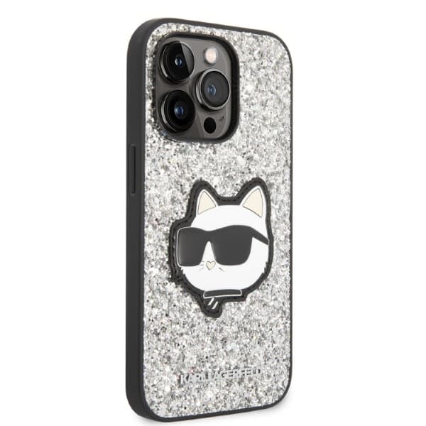 Karl Lagerfeld KLHCP14XG2CPS iPhone 14 Pro Max 6.7 silver/silver hårt skal Glitter Choupette Patch