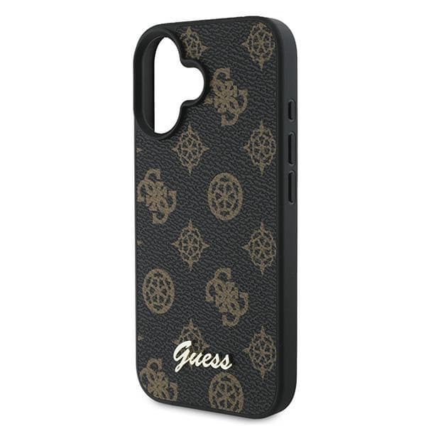 Guess GUHMP16MPGPYSK iPhone 16 Plus 6.7 sort/sort hårdt cover PU Peony Script MagSafe
