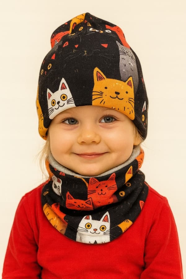 BARN SET MÖSSA + HALSDUK 92-104 VARM 46-50 HÖSTKATT