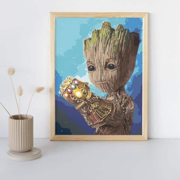 MÅLNING MED SIFFROR MED RAM Tavlor för målning - Groot Marvel 40x50 cm