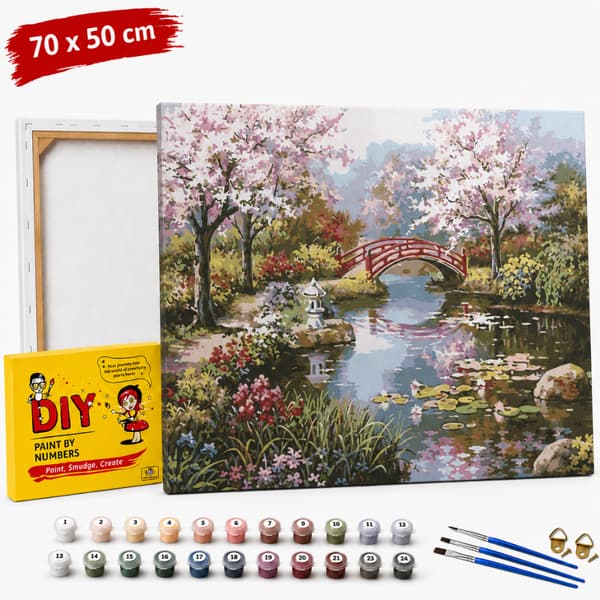 Mal efter nummer billede med ramme Park Spring 70x50 cm