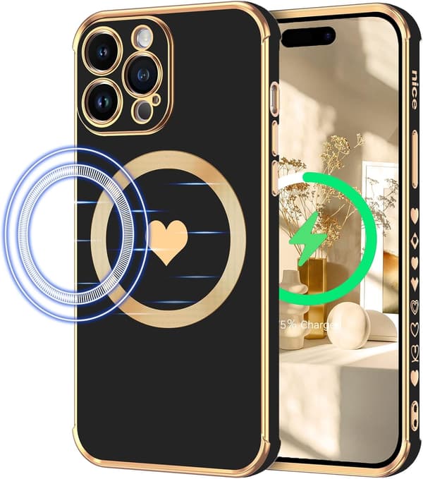 APPLE IPHONE 14 PRO ETUI SORT GULD SILIKONE BAGSIDER MAGSAFE