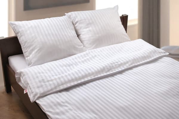 Damask Sengesæt 160x200 Hvide Striber Hver 2 cm