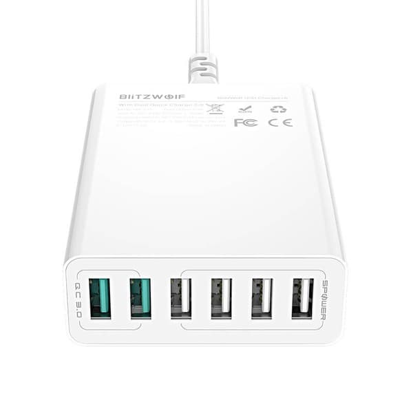 Blitzwolf BW-S15 6x USB-oplader, QC 3.0, 60W (hvid)