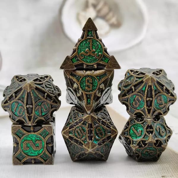 Forest Portal RPG-tärningar Set med 7 metalltärningar