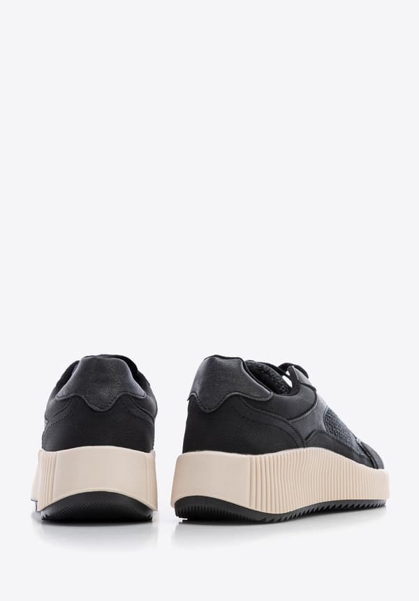 Wittchen dame sneakers på en tyk platform sort sort eco-læder