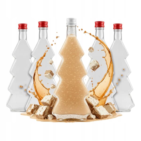 10x Julgranslikörflaskor 500ml Glasflaska för likörpresent 0,5l