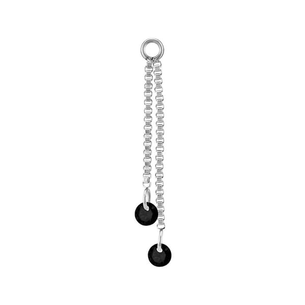 Charmkæde med sorte zirkoner - sølv - D-071 30 mm