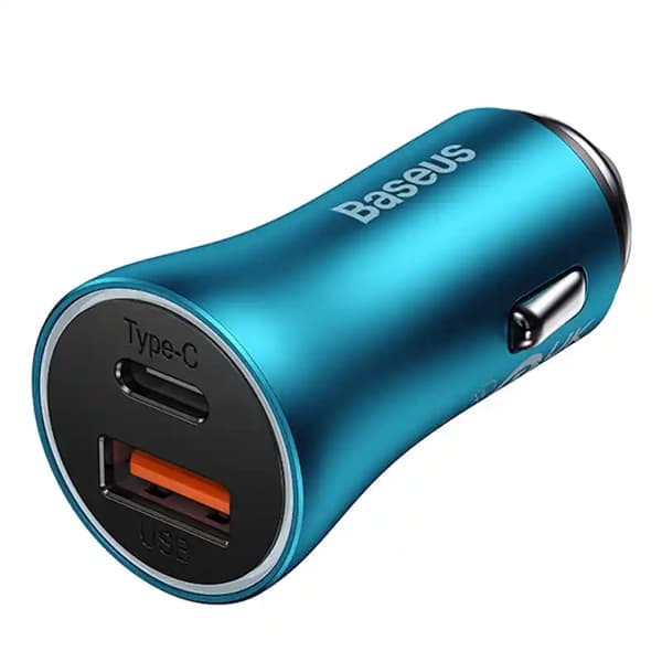 Baseus Golden Contactor Max Billaddare, USB + USB-C, 60W (Blå)