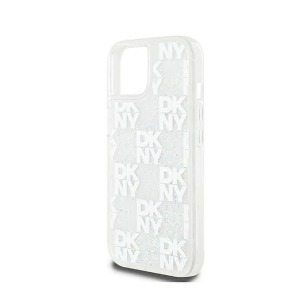 DKNY Liquid Glitter Multilogo - iPhone 15 / 14 / 13 Skal (Vit)