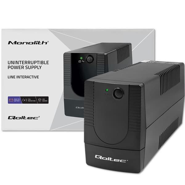Qoltec Line Interactive UPS nødstrømforsyning, 480 W, sort