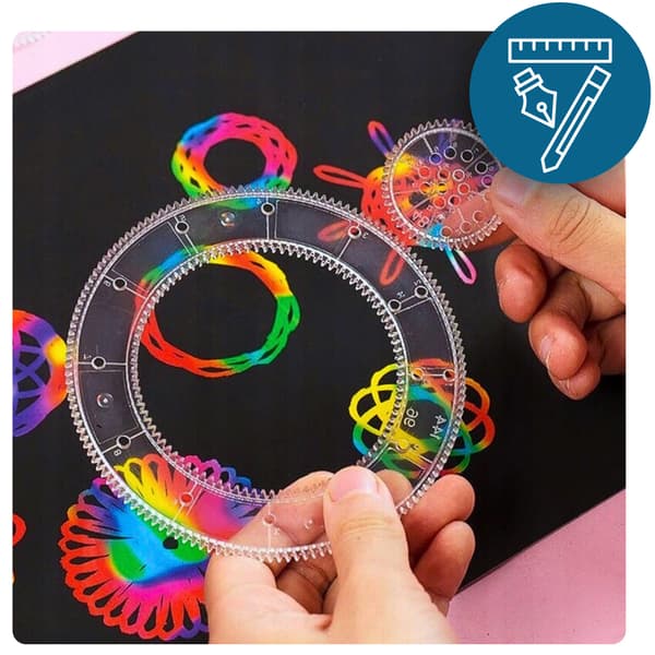 Kreativt Spirografritset Schabloner Kritor Presentark