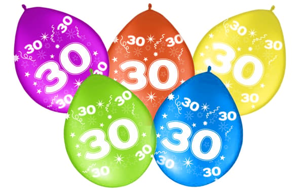 Ballonger med baksida tryck nummer 30 trettio 5 st