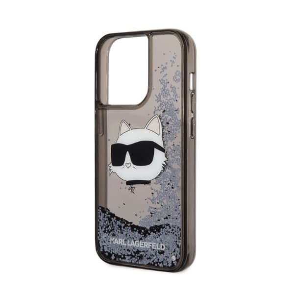 Karl Lagerfeld Liquid Glitter NFT Choupette Head - iPhone 14 Pro cover (sort)