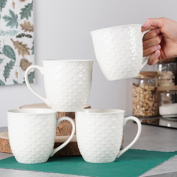Keramik kaffekoppar med öra vit 580 ml 4-pack