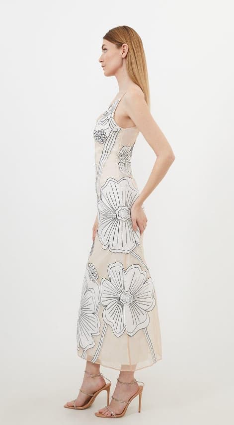 KAREN MILLEN PETITE KJOLE MED STROPPRINT 36 B1C
