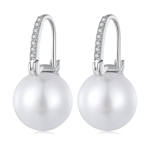 Eleganta silverpärlörhängen med kristallknäppning