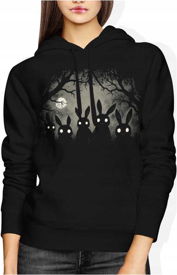 ROLIG DAMTRÖJA MED TRYCK HORROR HALLOWEEN DARK RABBIT M