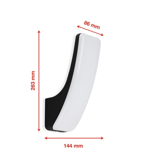 LED-ulkoseinävalaisin, 15 W, musta, neutraali väri