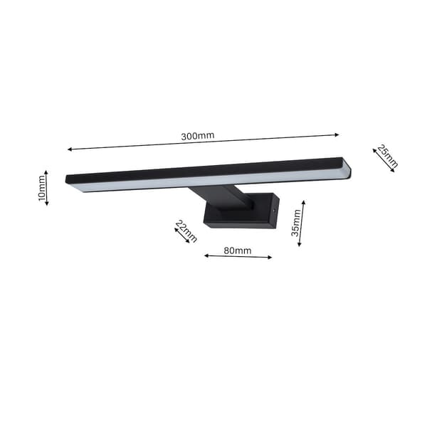 VÆGLAMPE SHINE IP44 LED SORT MILAGRO ML4377