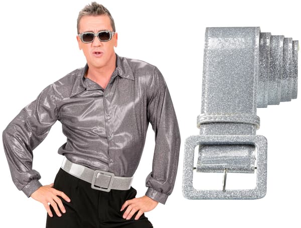 Paksu Glitter SILVER Disco BELT 80s 120cm
