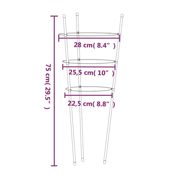 vidaXL Växtstöd med 3 bågar, 5 st, gröna, 75 cm, stål
