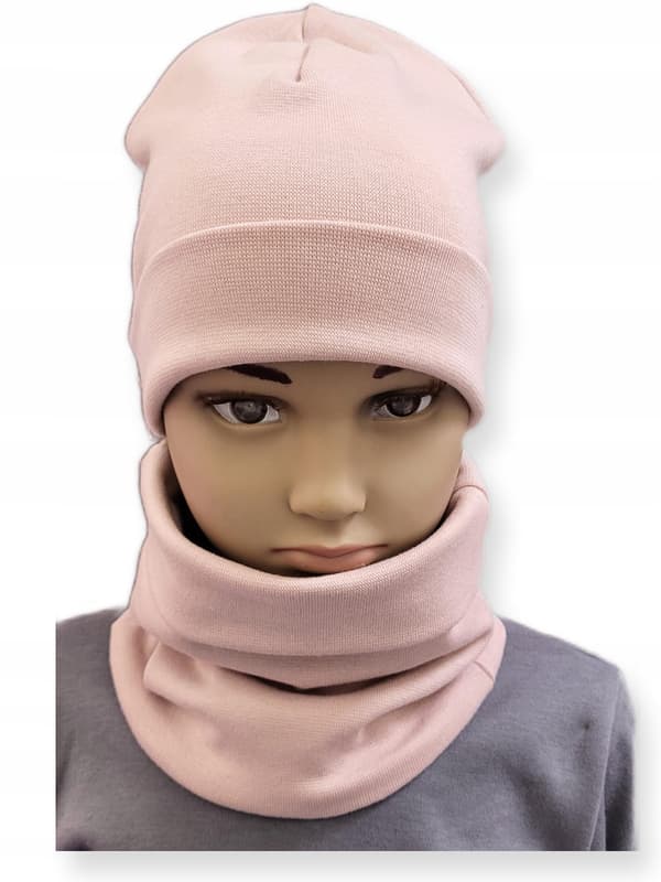 Set Hatt + Halsduk barnset storlek 52-56 dubbel rosa