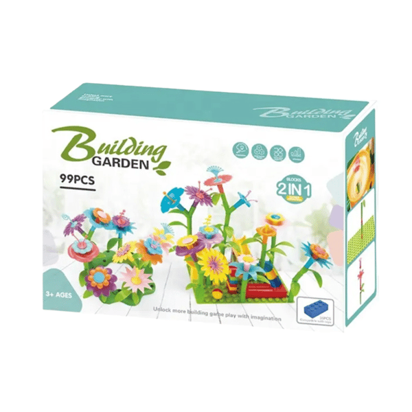 BLOMSTERBLOCK BYGG UTBILDNINGSBLOMMOR KAKEL TRÄDGÅRDSSET STOR 99e