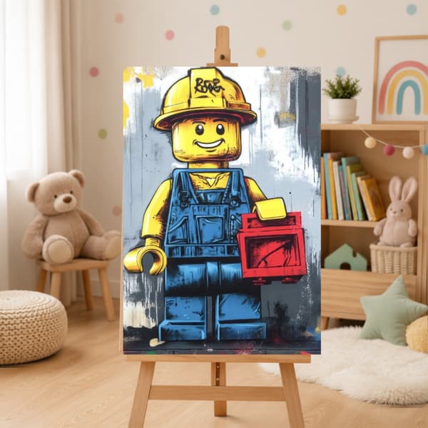 Mal efter nummer billede med ramme Lego Man 50x70 cm