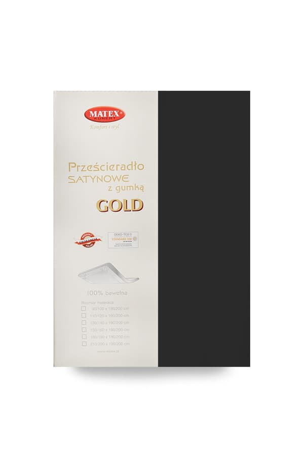 Satin Stræklagen GULD 130/140x190/200x25 Sort